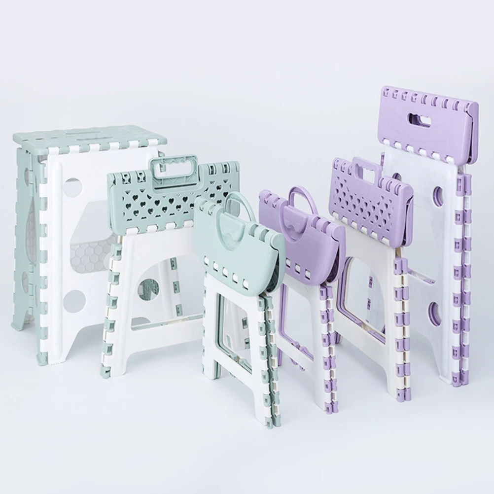 

Plastic Folding Lightweight Portable Collapsible Home Stool Easy Storage Anti Skid Bars Home Collapsible Chair Outdoor Use