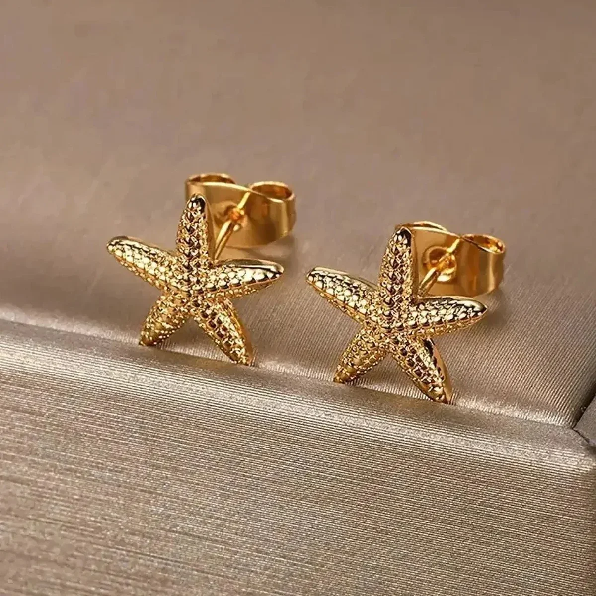 Vintage Summer Starfish Stainless Steel Stud Earrings For Women Simple Star Shell Earrings Stud Ocean Party Jewelry Gift