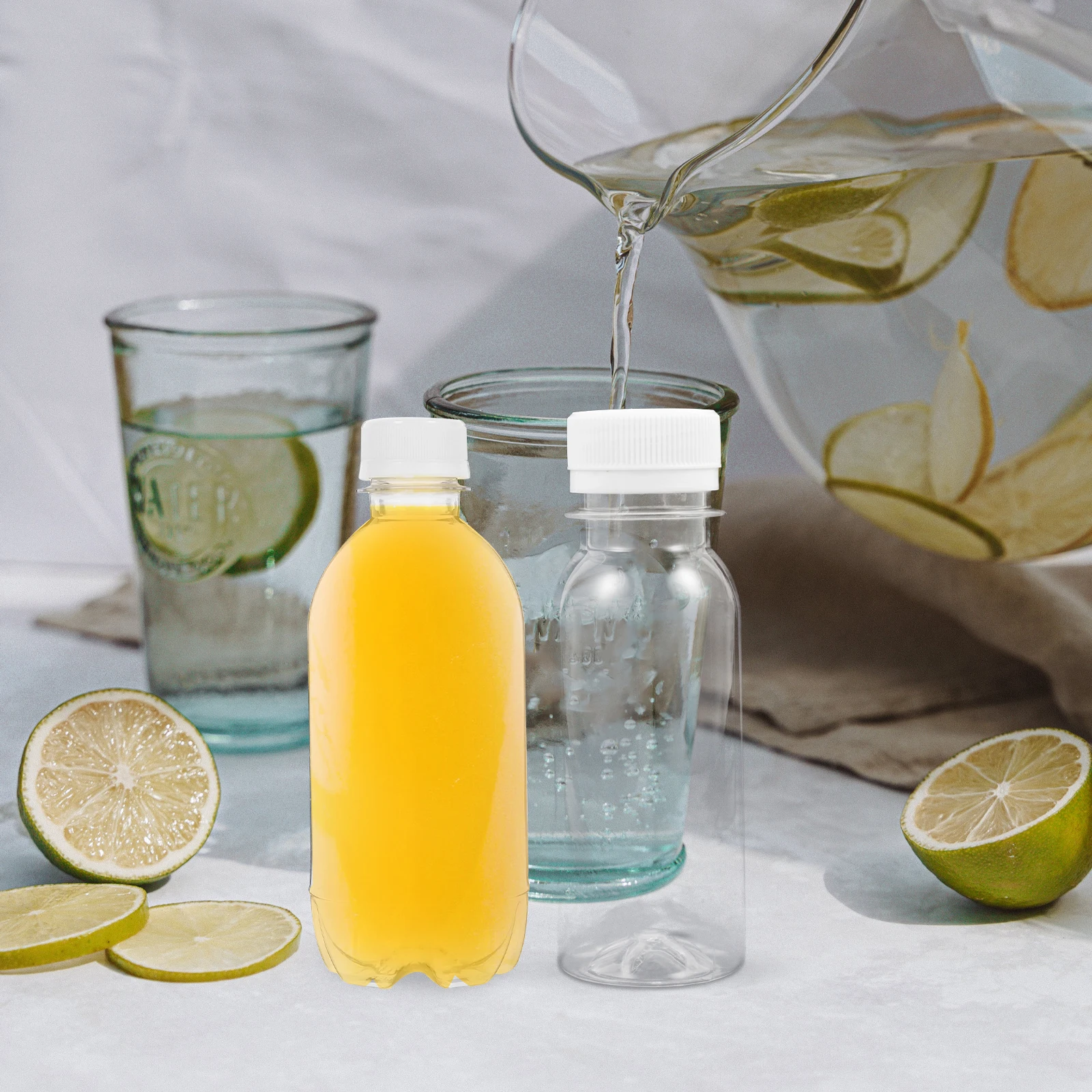 

15 pcs Clear Milk Bottles Transparent Juice Storage Sealing Coffee Water Leakproof Flat Bottom Plastic Containers