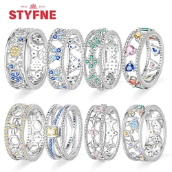 New Sterling Silver S925 Rings Four-leaf Clover Star Moon Ocean Colorful Original Hollow Ring for Women Fine Party Jewelry Gift