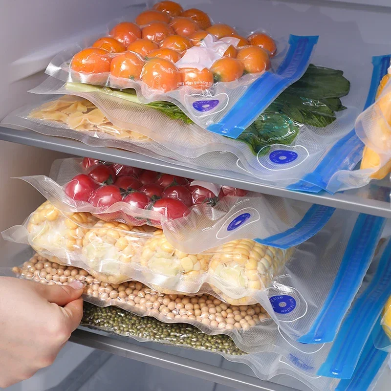 Vacuum Food Storage Zipper Bags Reusable BPA-Free Sous Vide Bags with Vacuum Hand Pump Fruit Meat Nut Vacuum Sealer Saver Bag