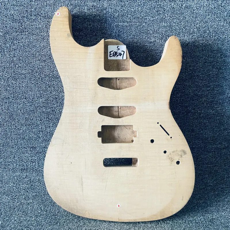 

EB547 Nature Color Unfinished Guitar Body with SSH Pickup Solid Alder +Solid Maple +Flamed TOP Wood Crack and Damage