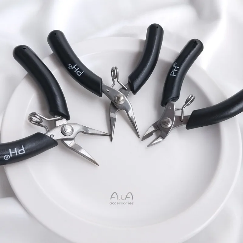 Small Jewelry Pliers Stainless Steel Fine Toothless Pointed Nose Pliers Round Mouth Oblique Cut DIY Hand-wound Jewelry Tools