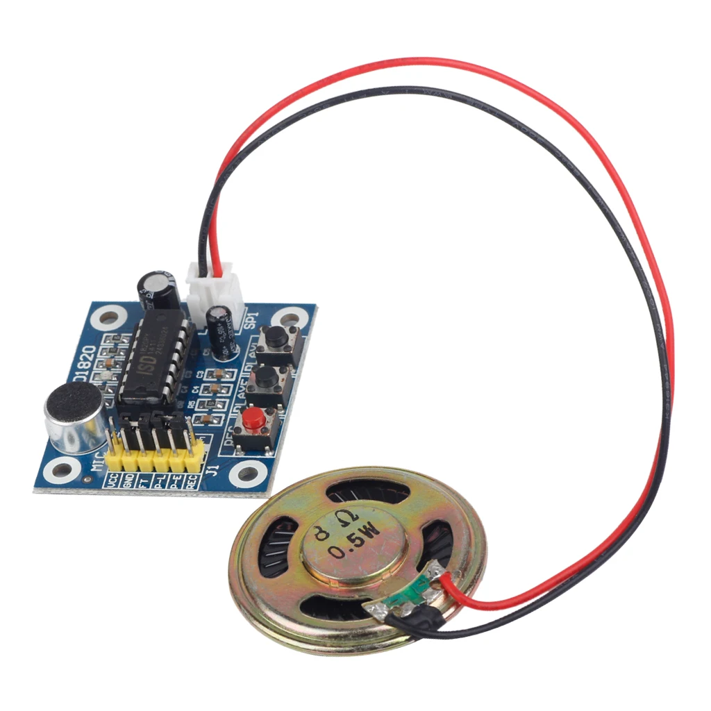 Metal Plastic Voice Recording Playback Module 0.5W Loudspeaker Board for Singlechip Control Projects