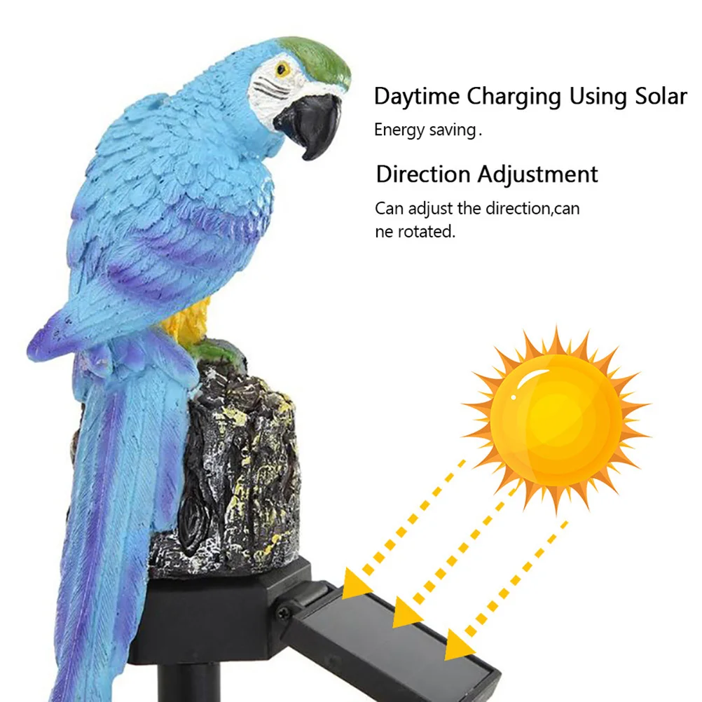 

Solar Lawn Light Garden Decor Lights Powered Outdoor Ground Plug Parrot Decoration for outside Patio