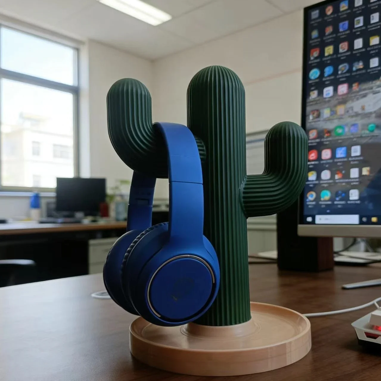 Cactus Headphone Stand Watch Holder Desk Organizer Storage Rack for Sony Headset Earphone Dorm Room, Customized