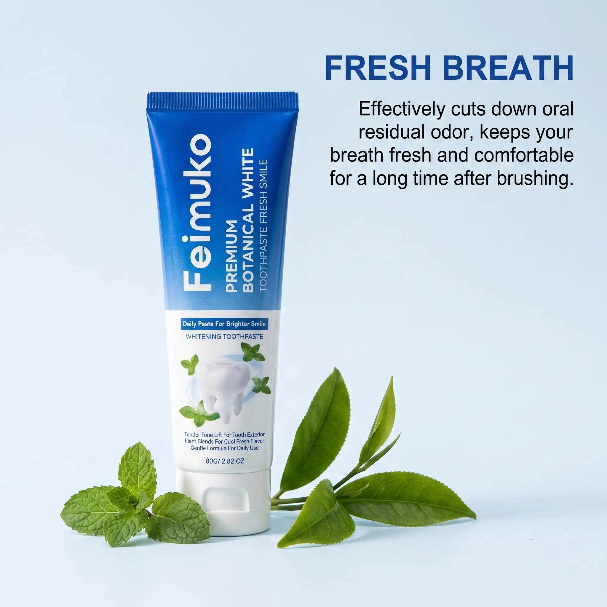 Feimuko Premium Botanical White Toothpaste Gentle Cleaning Plant Blends Cool Fresh Flavor Brighter Smile Daily Whitening Paste