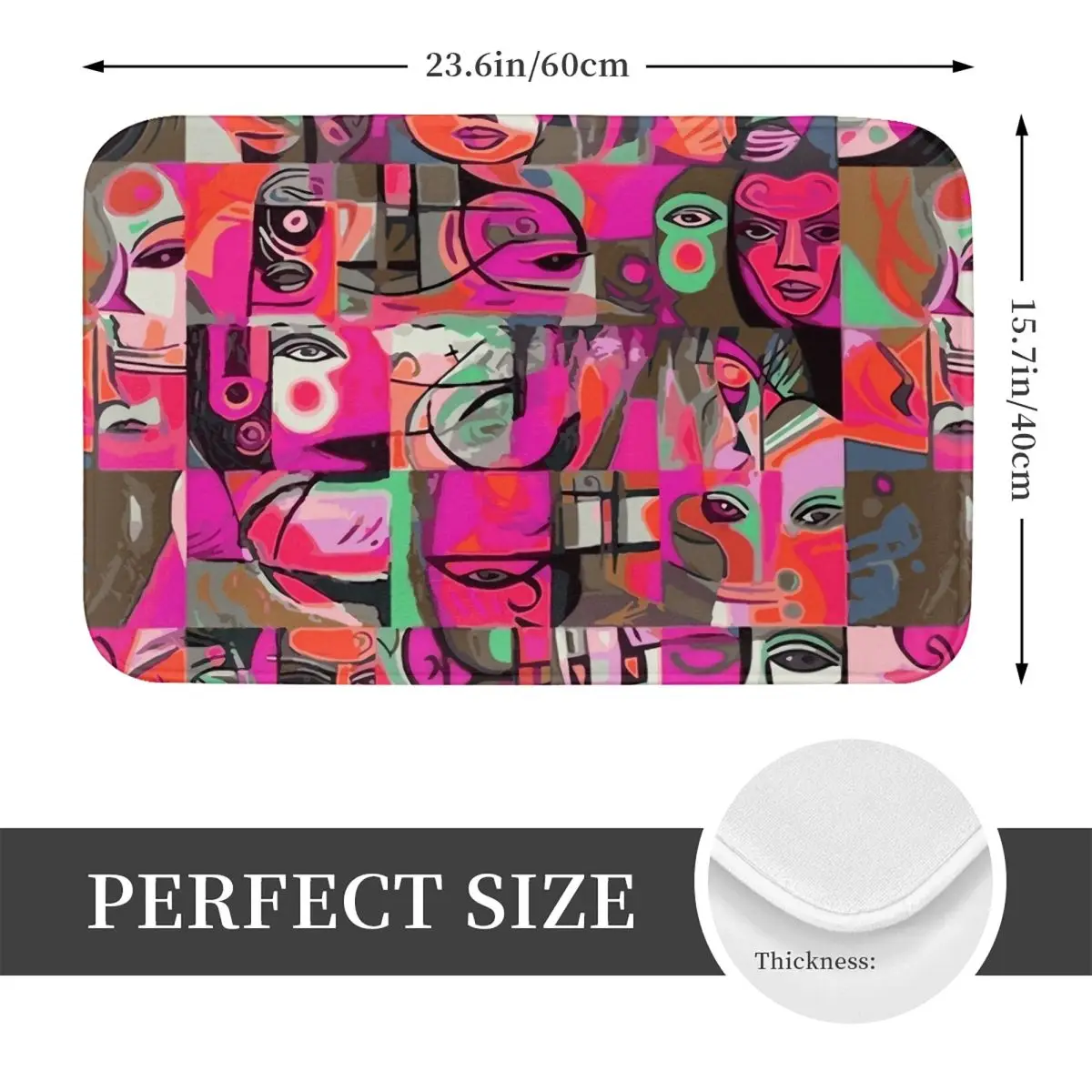 Picasso Painting Artwork Foot Mat Kitchen Shower Door Cubism Faces Bath Mat Quick Drying Bathroom Mats Absorbent Toilet Mat