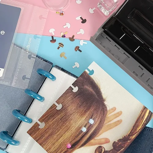 Imagen 2 del producto Perforadora de disco de setas Fromthenon, perforadora de 2/4/11 agujeros para A4 B5 A5, planificador de cuaderno juvenil con letras encuadernadas, papelería