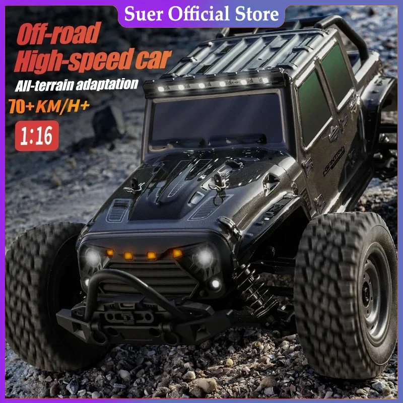 Rc Cars 16103Pro 50 كم/ساعة أو 75 كم/ساعة مع LED 1/16 فرش السيارات 4WD الطرق الوعرة 4x4 عالية السرعة الانجراف شاحنة كبيرة الاطفال اللعب هدية