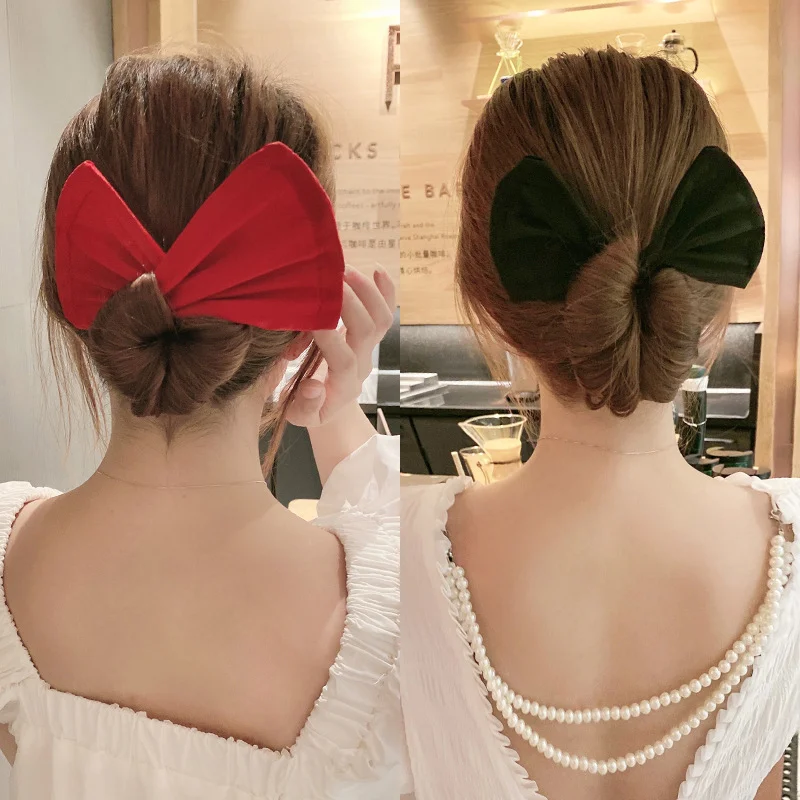 

Fashion twist clip for female students, Korean version of bun head roll, hair styling tool, elegant lady, bow head accessory