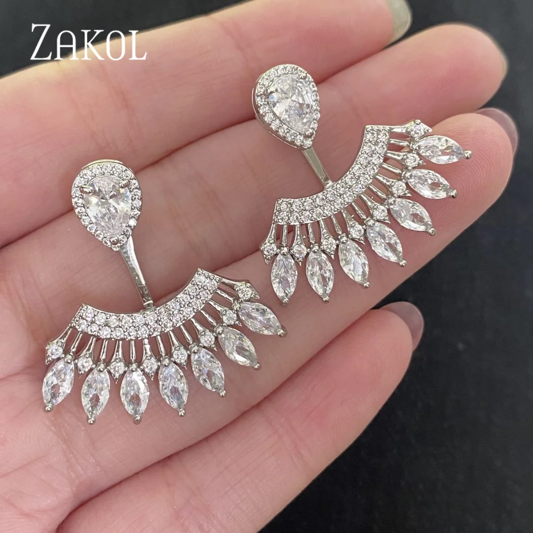 ZAKOL Korean Micro Paved Cubic Zirconia Irregular Stud Earings for Women Fashion Sliver Color Female Wedding Jewelry EP5381