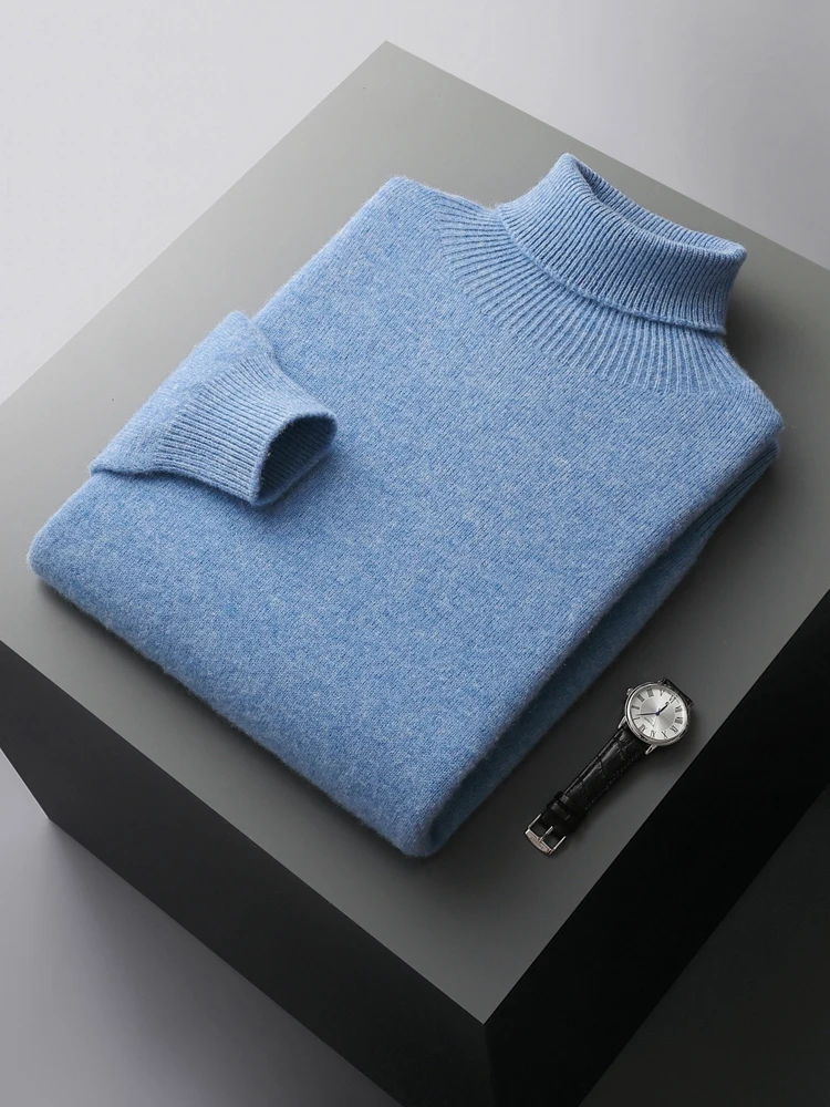 新しいメンズ 100% カシミヤセータータートルネックプルオーバー秋冬ソフト暖かく快適なボトムニットウェアスマートカジュアル高品質トップス