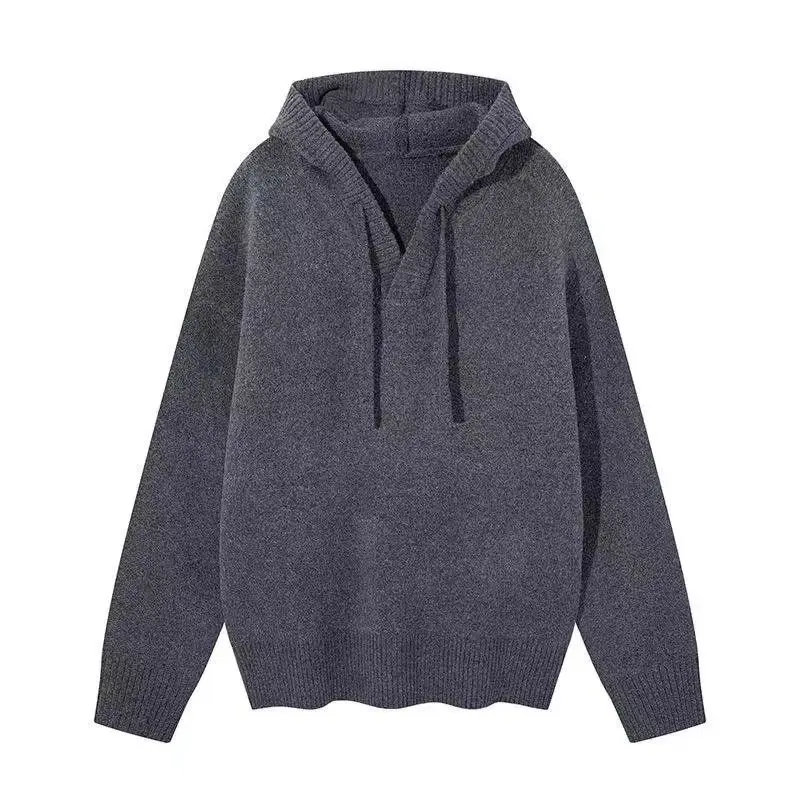 

American Sle Hooded Knitted Sweater Coat Thi Casual Loose Fit ex Autumn Winter Leisure Thiened Versatile Couple Swe...