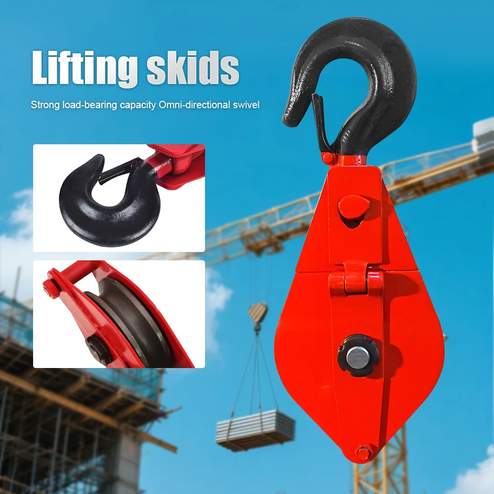 Industrial Hoist Pulley 0.5T 1T 2T 3T Single Rope Hook with Open Chain Ring Iron Crane Hook for Electricity And Slings