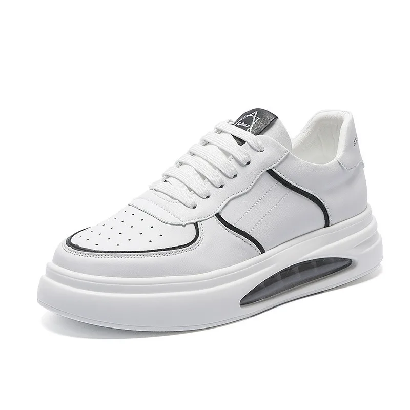 

Корейские мужские туфли на платформе на воздушной подушке, осень 2023, новая дизайнерская обувь, мужские модные повседневные кожаные кроссовки на шнуровке, мужские кроссовки