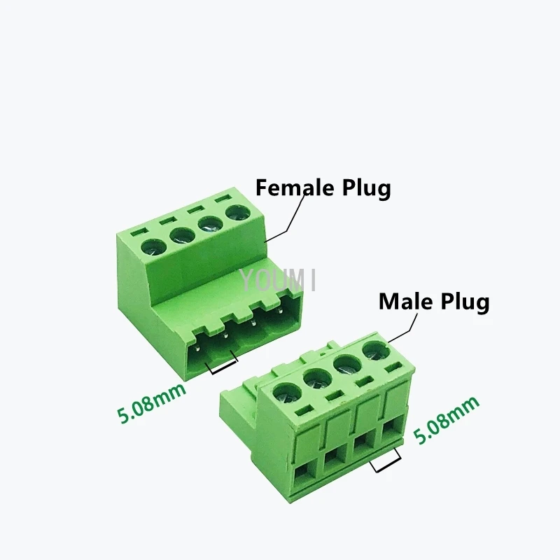 5sets Aerial Butt Welding Type 15EDGRK 5.08mm 2/3/4/5/6/7/8/10/12P Plug-in Terminal Block 5.08mm Pitch Male+Female Socket