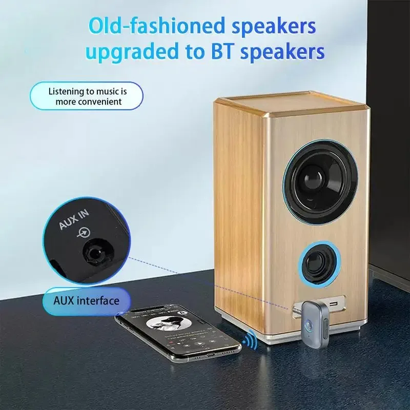 Adaptador receptor de coche Bluetooth 5,3, conectores AUX de 3,5mm para altavoces de coche, receptor de música y Audio, adaptador Bluetooth manos libres