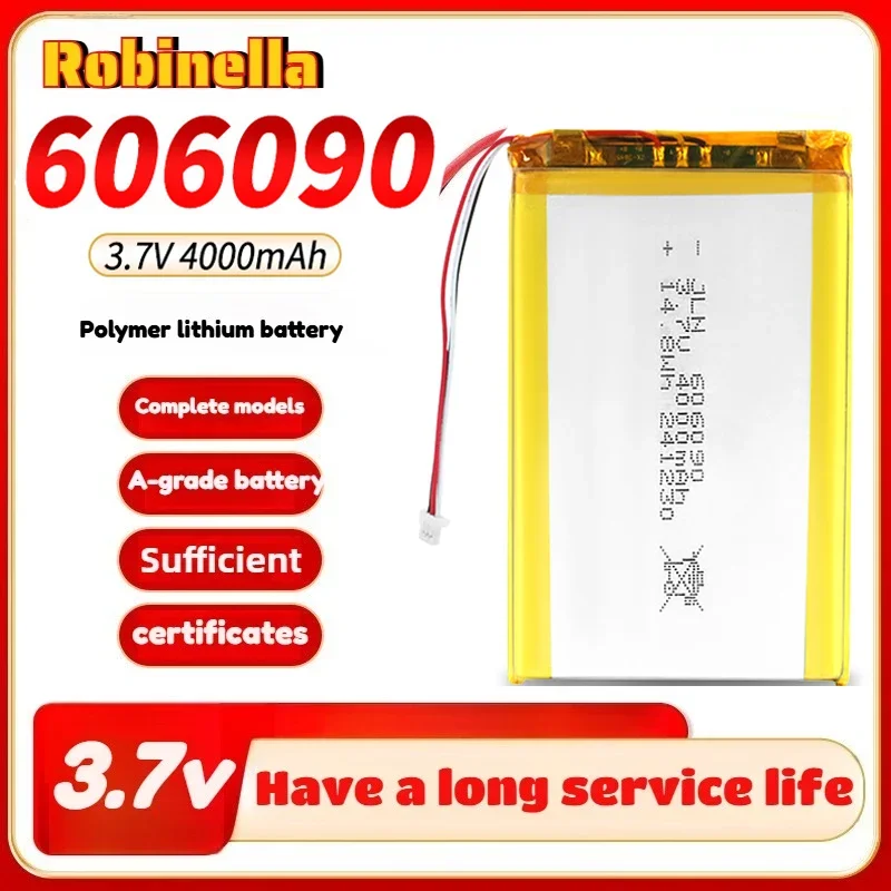 606090 ليثيوم بوليمر 3.7 فولت 4000 مللي أمبير 14.8Wh بطارية ليثيوم يبو JST-PH 2.0 مللي متر 2Pin موصل ل GPS سمّاعات بلوتوث قوة البنك اللوحي