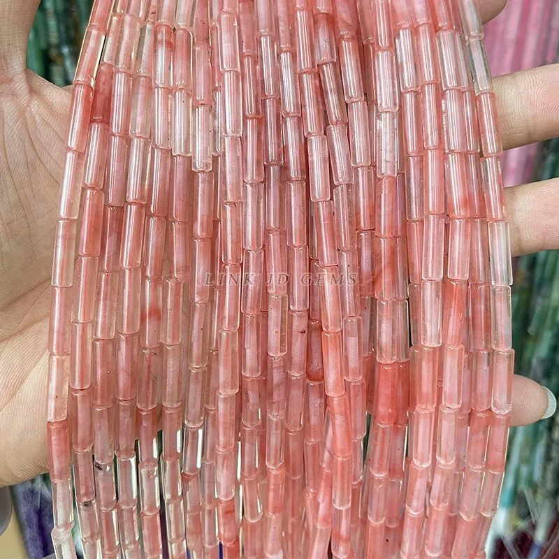 4*13mm Natural Agate Aventurine Stone Tube Column Shape Loose Spacer Cylindrical Beads for DIY Jewelry Making Bracelet Accessory
