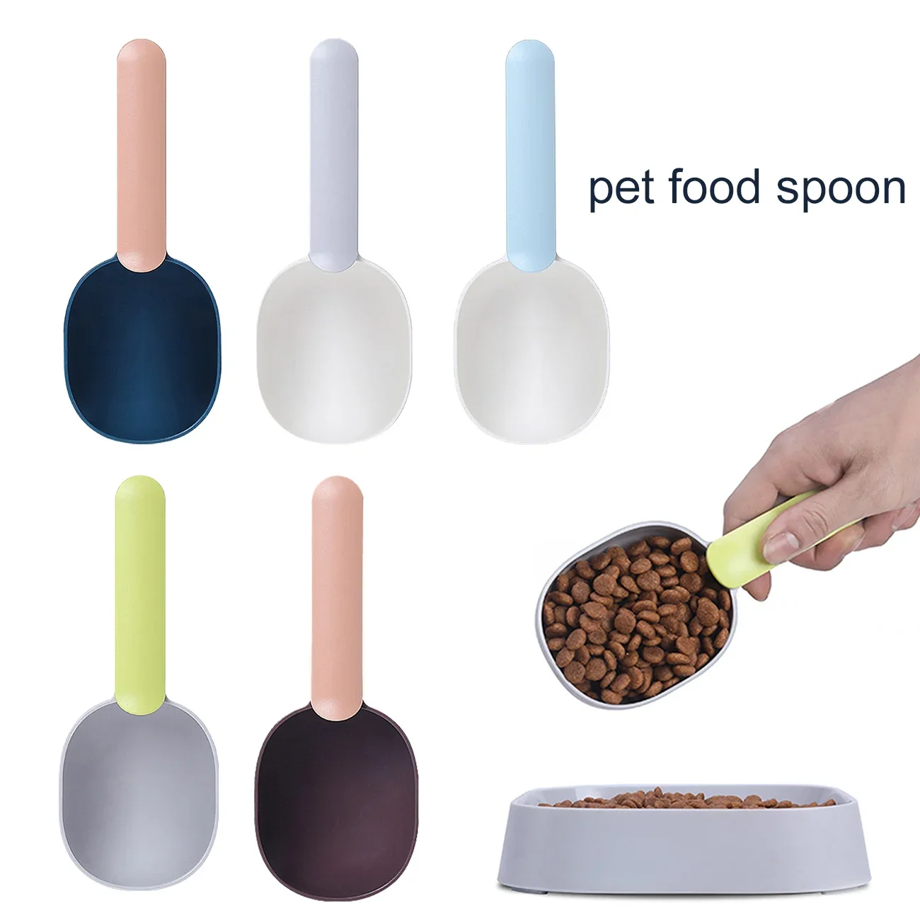 Multifunctional Dog Food Spoon Pet Feeding Spoon With Sealed Bag Clip Creative Measuring Cup Curved Design,Easy To Clean