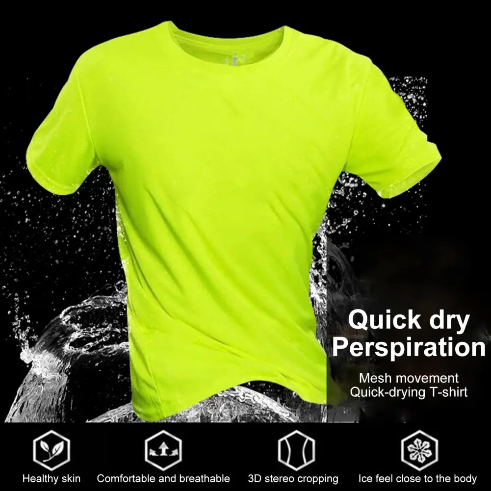 Quick Dry Women Men Running T-shirt Fitness Sport Top Gym Training Shirt Breathable Short Sleeve O Neck Pullover T-shirt Tee Top