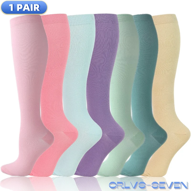 26 Styles Compression Candy Color Stocking Blood Circulation Promotion Slimming Compression Socks Anti-Fatigue Comfortable Socks