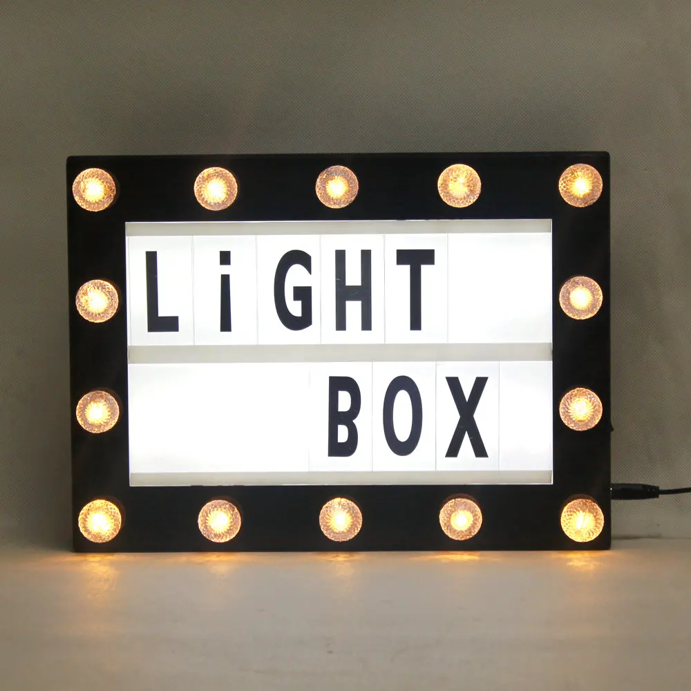 12 x 8 inches LED Cinema Light Box with 14 Marquee Lamp and 200 Letters Light Up Sign