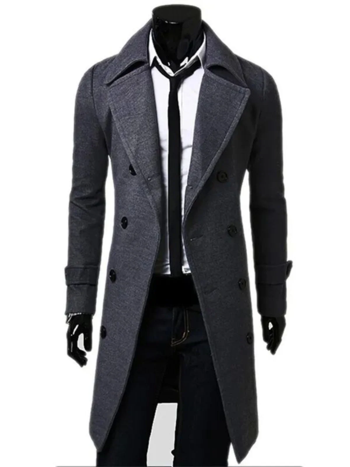 

Облегающий длинный плащ для мужчин, ветровка с воротником, дэт, молодежный тренд, осенний сезон, верхняя одежда на молнии