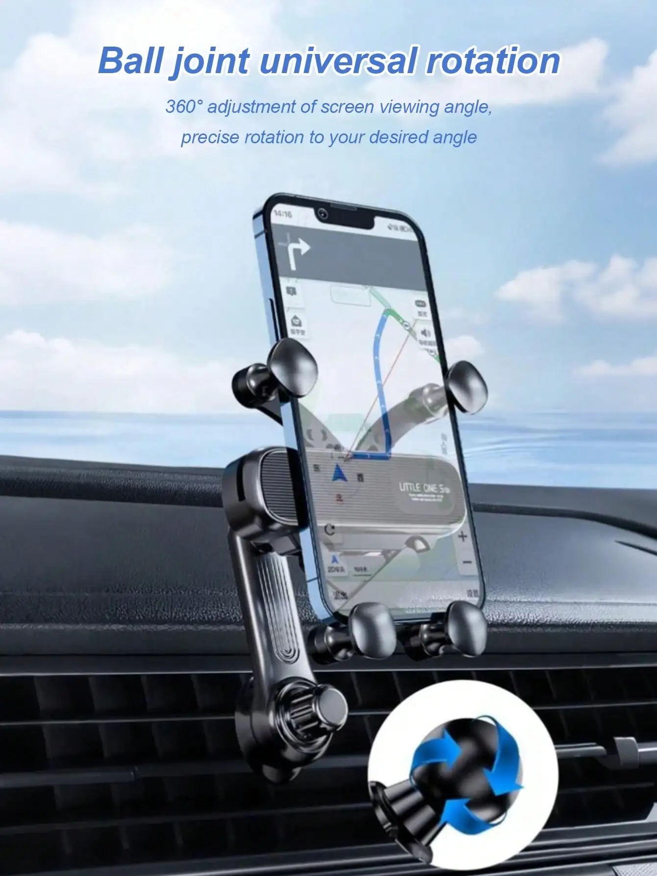 New Gravity-Sensing Car Air Vent Phone Holder - 4-Point Anti-Slip Clamp + Fan Blade Stabilizer, Universal for All Phones