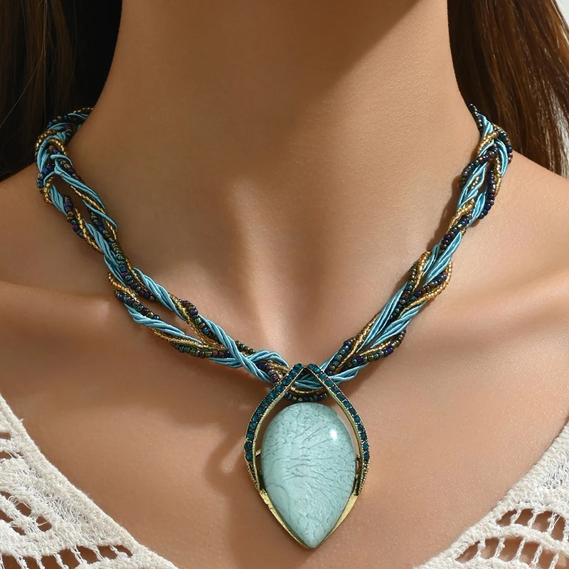 Fashion Handmade Necklace Multilayers Beaded Choker For Women Bohemian Necklace Jewelry Gift