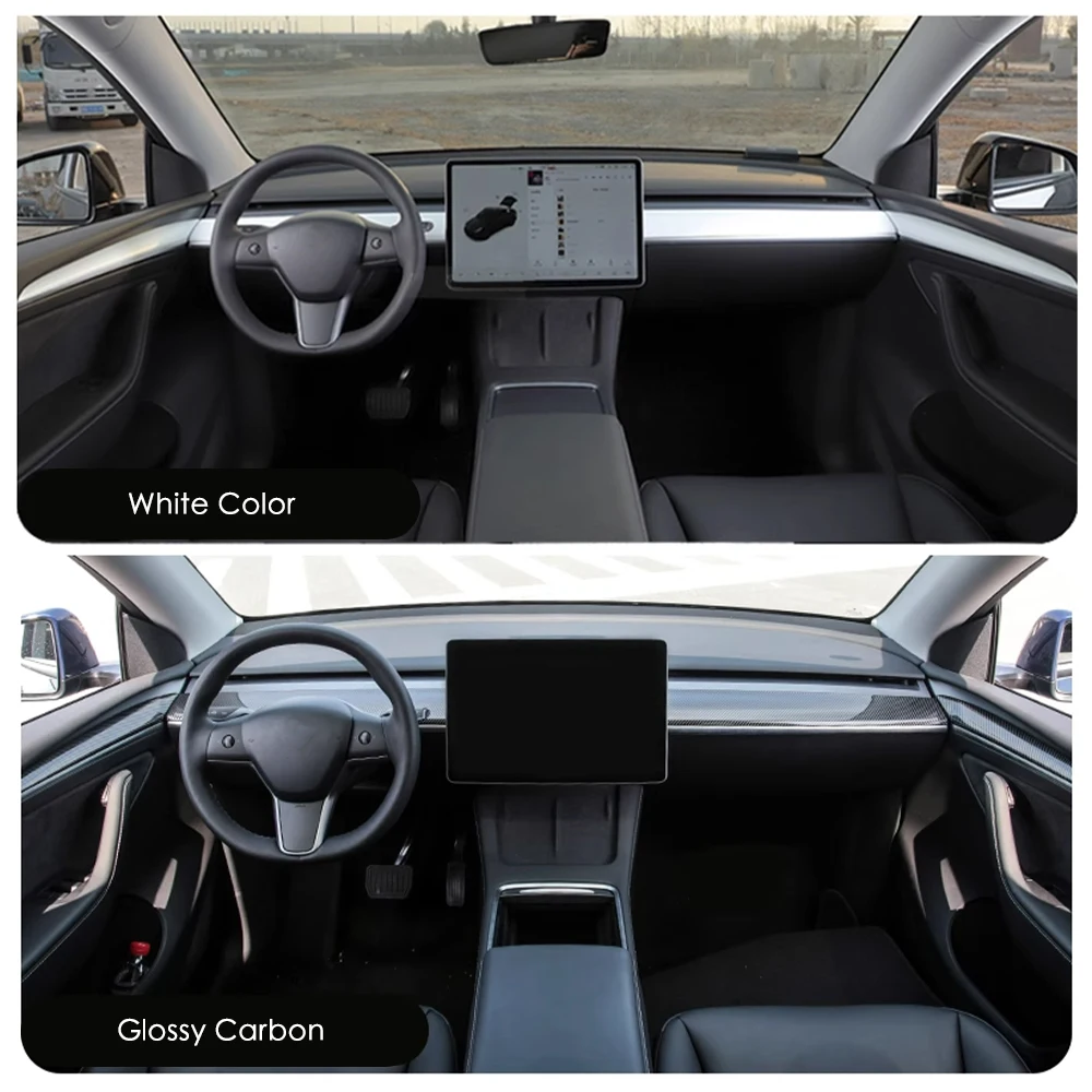 ل تسلا نموذج 3 نموذج Y 2021-2023 ABS غطاء لوحة القيادة الباب الكسوة ملصق تعديل اكسسوارات الديكور الداخلي للسيارة
