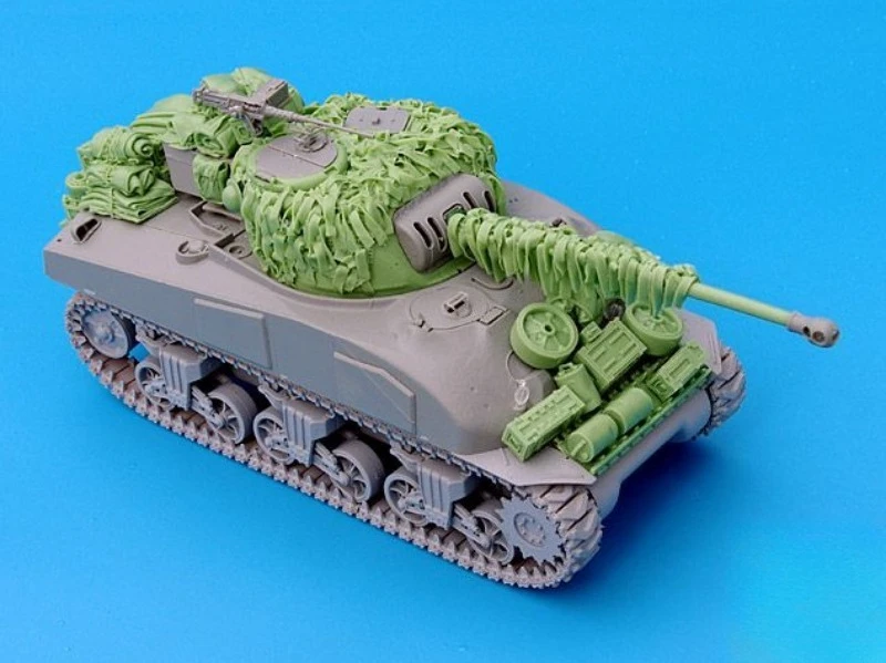 1/35 스케일 다이캐스트 레진 모델 조립 키트 영국 셔먼 파이어플라이 헤시안 테이프 카모 네트(탱크 없음) 조립되지 않고 도색되지 않음