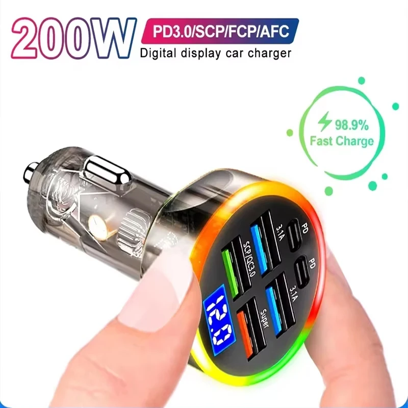 USB C Car Charger QC3.0 Fast Charging Car Phone Charger for Phone Samsung Xiaomi Quick Charge Car Cigarette Lighter