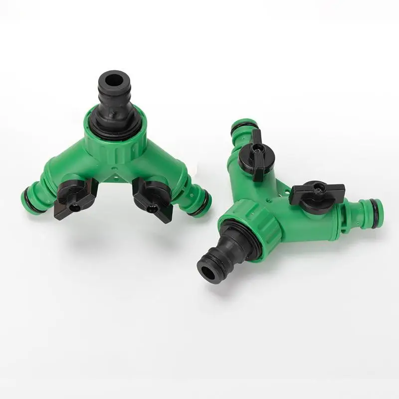 【MA】Garden Water Splitter Y Connector 2-Way Valve With Switch - Quick Plastic Adapter For Faucet Irrigation Flower Landscaping