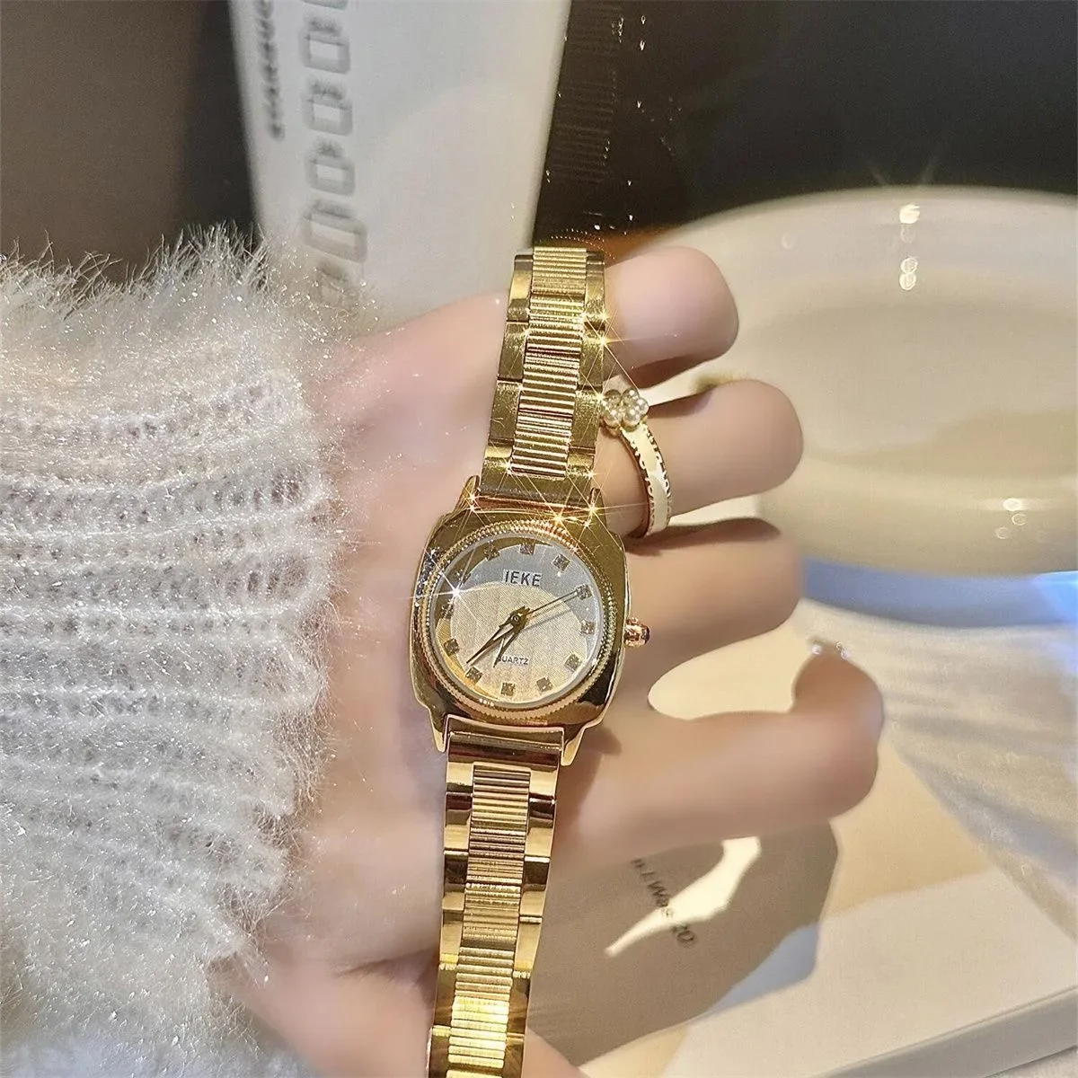 Women Quartz Watch Luxury Clock Fashion Square Dial Gold Sliver Stainless Steel Band Orologio Diamond Reloj Ladies Wristwatch