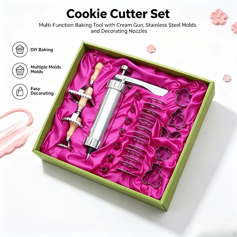 Cookie Mold Cream Decorating Gun Set Multifunctional DIY Cookie Press Cutter for Home Baking Cake Pastry Decorating