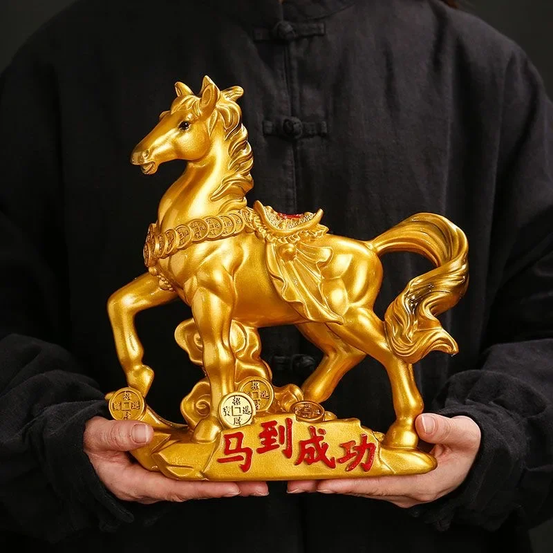 

Zhaocai Horse Crafts Living Room Decor Twelve Zodiac Sign Wine Cabinet Wealth Attract Decoration Housewarming Opening Crafts