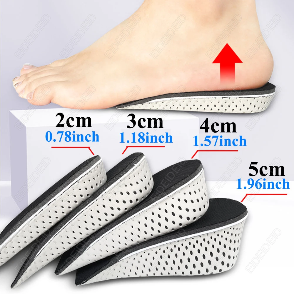2/4 PCS Half Shoe Insoles Heel Insert EVA Memory Foam 2/3/4/5CM Invisible Height Increase Sport insoles Cushion man women EID