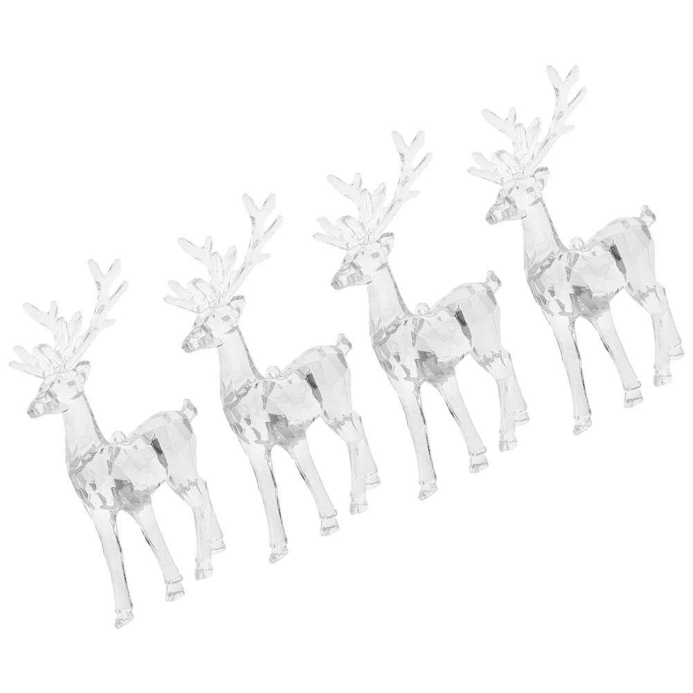 

4 Pcs Transparent Christmas Reindeer Outdoor Decorations Desktop Elk Statue Accessories Acrylic Office Figurines