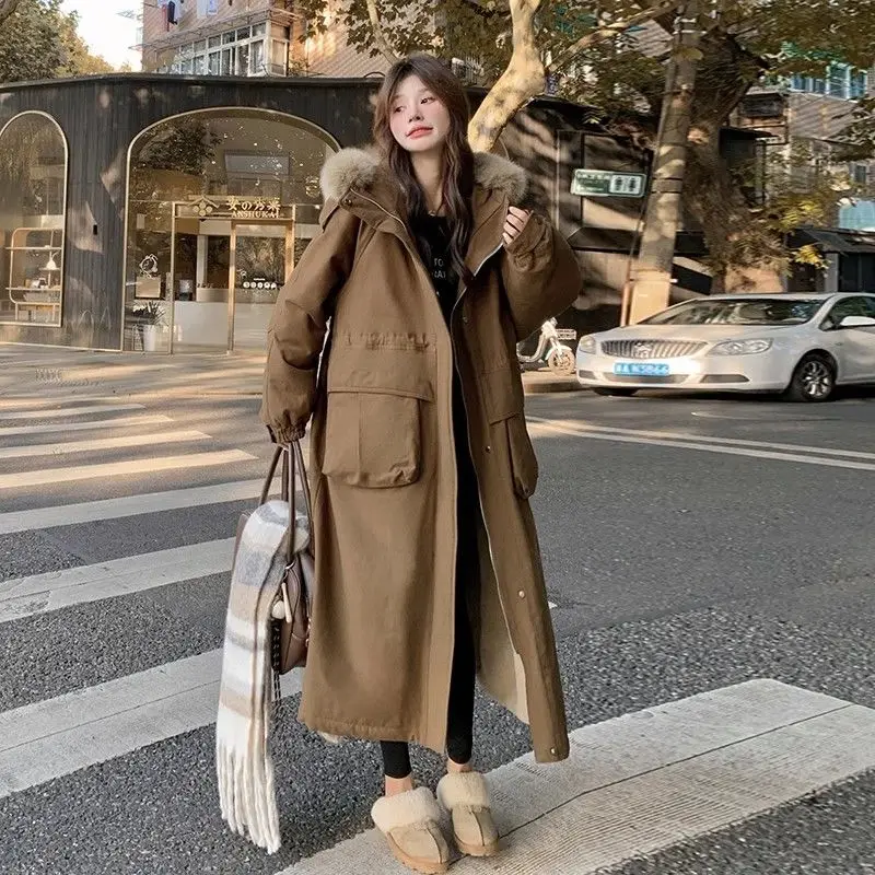 

Рабочая одежда Maillard, хлопковая куртка Parker, женская новая зимняя куртка с капюшоном 2025 года с хлопковым зажимом, длинная и плотная куртка