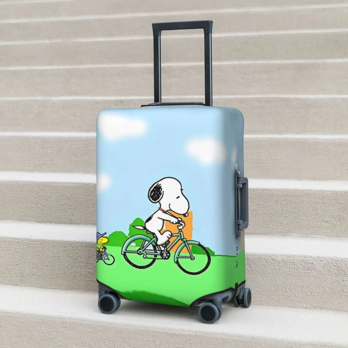 

Snoopy Cartoon Characters Suitcase Cover Travel Protection Flight Strectch Luggage Case