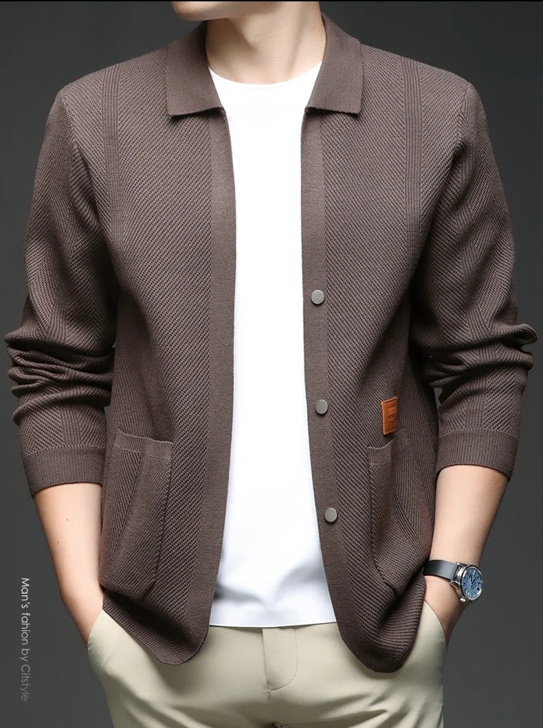 Pierre Cardin Cardigan lavorato a maglia a maniche lunghe autunno 2025 da uomo Capispalla versatile alla moda con mantella