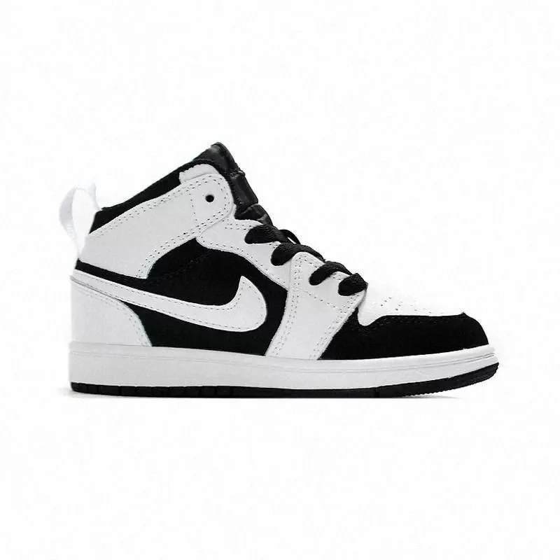 Jordan Air Jordan 1 Mid Weiß Schwarz Panda Comfort Sport Mid Top Kinder-Basketballschuhe Schwarz-Weiß-Kinder-Sneaker