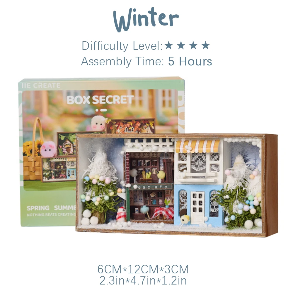 木製パズル ミニチュアハウスキット DIY ハウスコーナー 季節 春 冬 クラフトキット 大人用 誕生日 女性用 木製モデル