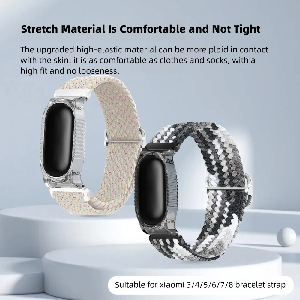 حزام ساعة مرن من النايلون لساعة Xiaomi Band 3/4/5/6/7/8 حافظة واقية سريعة الإصدار صديقة للبشرة بديلة معصمه