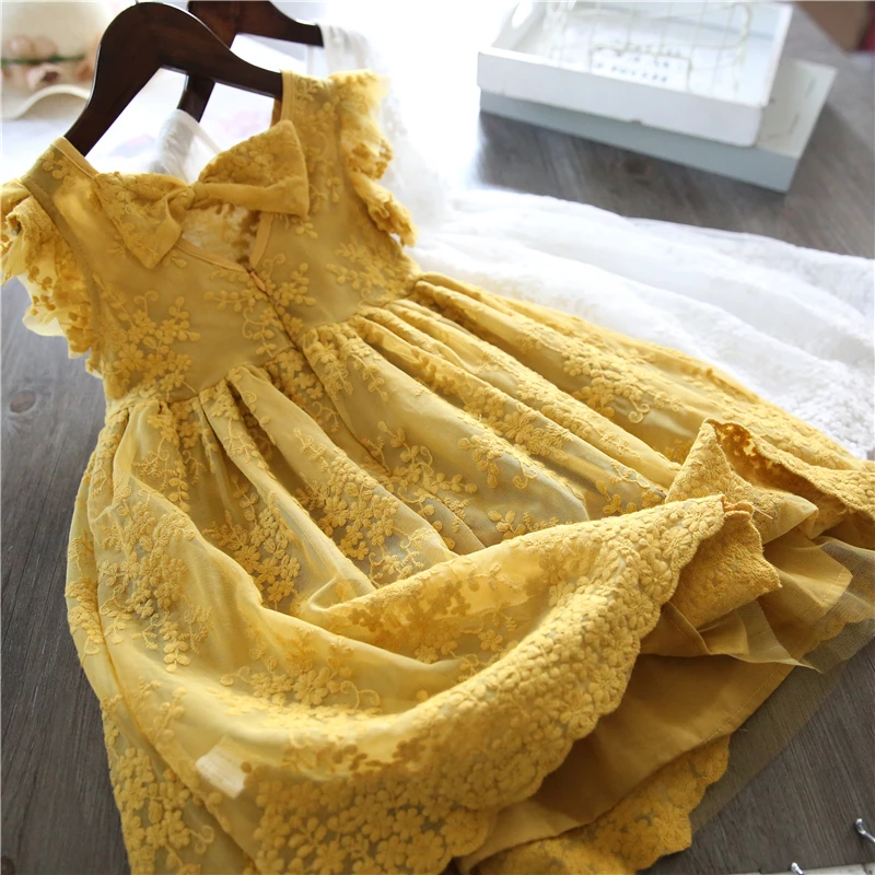 Kid Causal Dress Girl Birthday Pageant Evening Costume Wedding Vestidos Prom Gown Long Sleeve Lace Dress Children Autumn Clothes