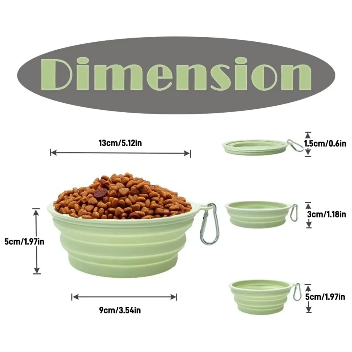 Bol d'eau pliable en Silicone pour animaux de compagnie, 1 pièce, nourriture pour chien, Camping en plein air, voyage, fournitures pliantes portables, plats avec mousqueton