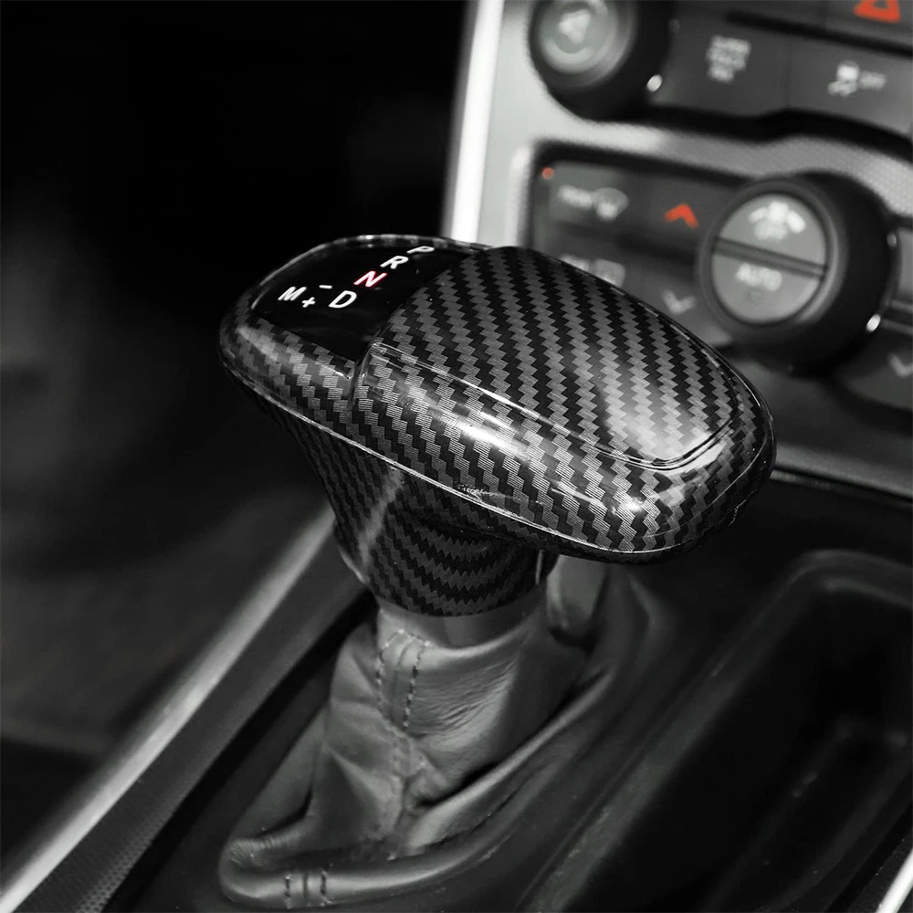 Carbon Fiber Look Car Gear Shift Knob Decoration Cover Gear Shift Handle Sticker For Dodge Charger/Challenger 2015+Durango 2018+