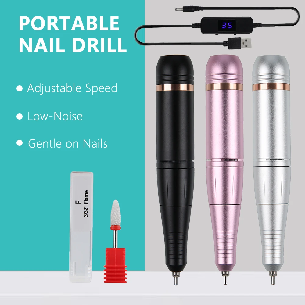 Przenośny pilnik elektryczny do paznokci 35000 obr./min, zasilany przez USB, polerka do paznokci, maszynka do manicure do użytku domowego i salonu.